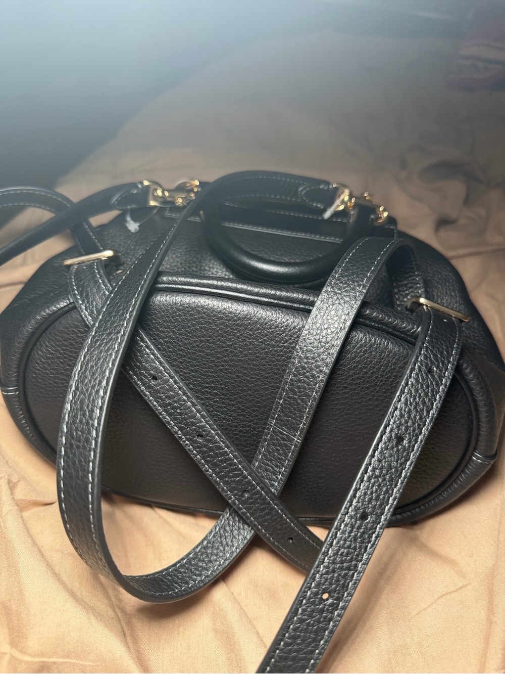 Coach Black Hadley Pebbled Leather Mini Backpack with Gold Hardware - Picture 4 of 4